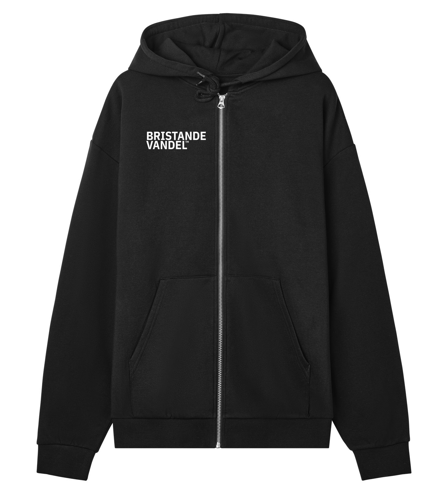 Zip hoodie med vit logga på högra bröstet
