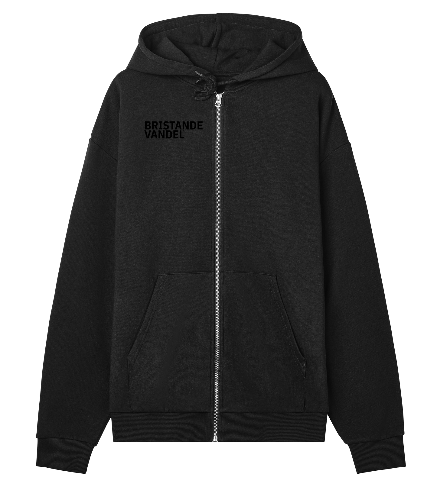 Zip hoodie med svart logga på höger bröst