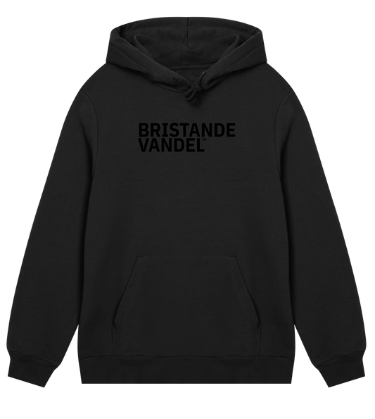 Black-on-black hoodie med logga fram